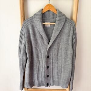 7 Diamonds Shawl Collar Cardigan Gray Wool Blend Button Zip Sweater XL